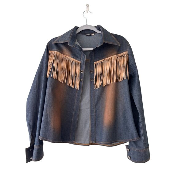 Fairy Brand Western Cowgirl Style Denim Fringe Jacket  - Small - Picture 3 of 12